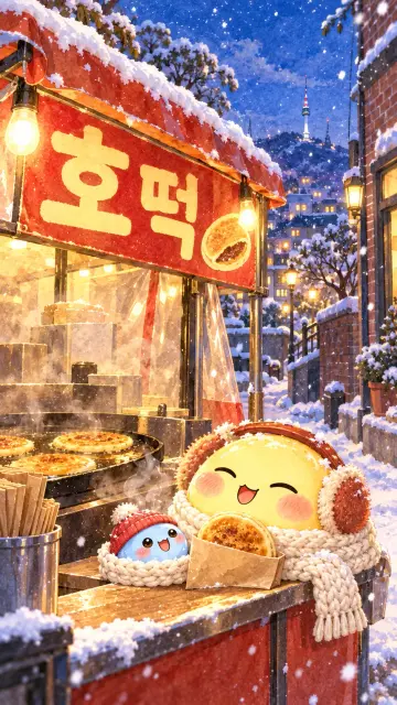 눈 오는 날의 호떡 테마 원화