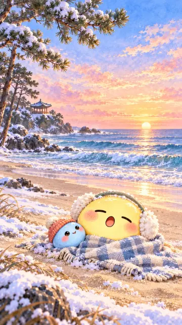 겨울 바다 해맞이 테마 원화