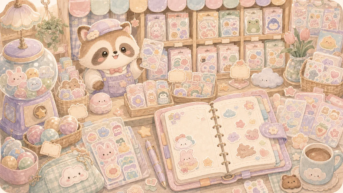 Cute Diary App with a Sticker Shop example for a sticker shop diary page