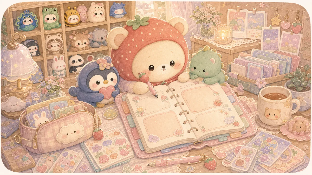 Private Diary App with Cute Characters example for a cute character diary note