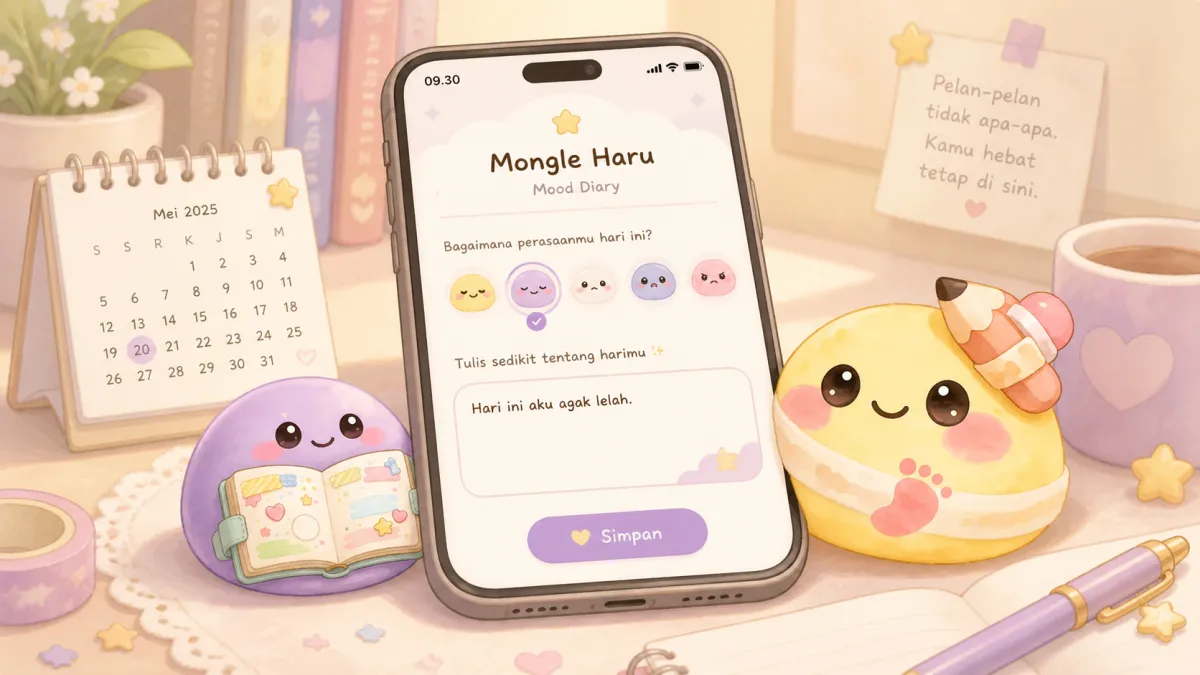 Mongle Haru untuk mencatat mood dengan stiker emosi