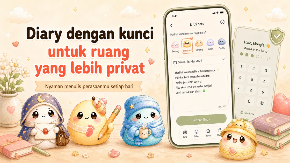 Aplikasi diary dengan kunci untuk menulis catatan pribadi di HP