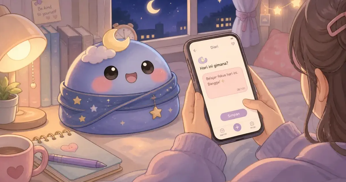 Aplikasi diary lucu Mongle Haru dengan stiker emosi dan karakter Mongle