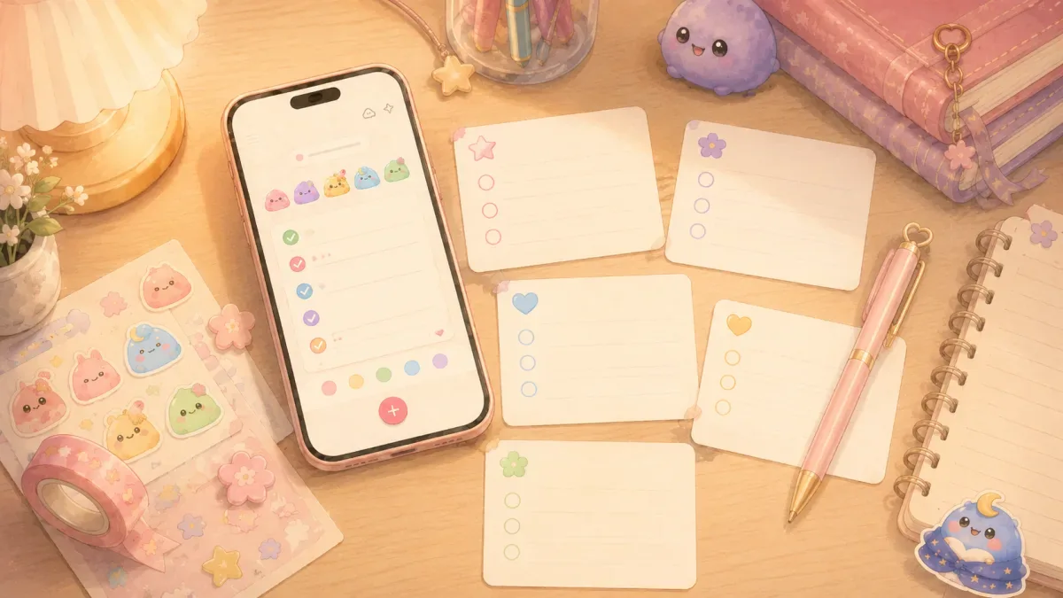 Checklist menghias diary digital dengan stiker