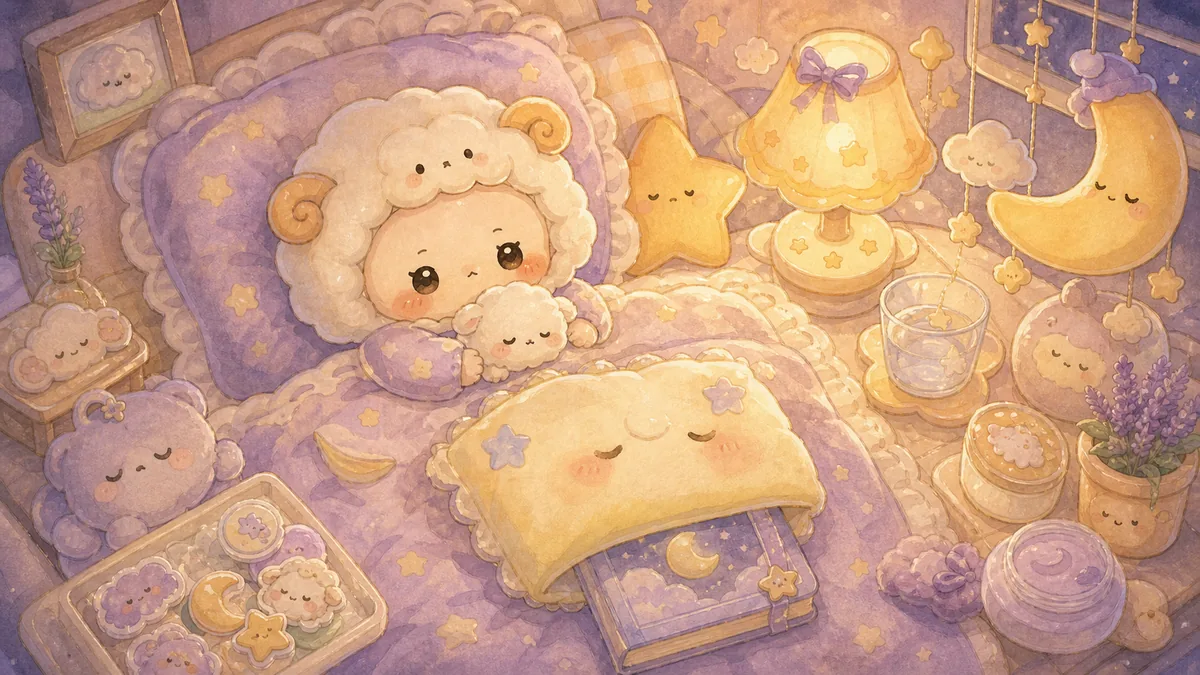 Ilustrasi diary sebelum tidur dengan suasana diary Mongle Haru