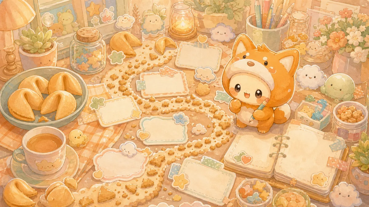 Ilustrasi ide diary dari fortune cookie dengan suasana diary Mongle Haru