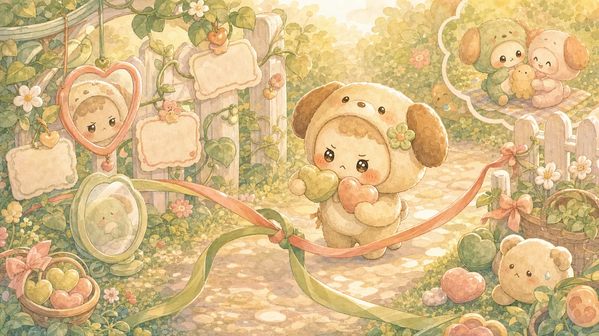 Ilustrasi menulis diary saat cemburu dengan suasana diary Mongle Haru
