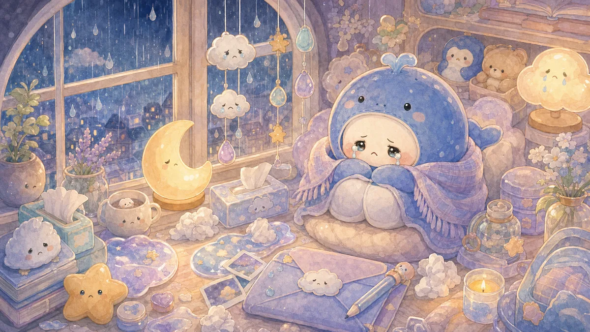 Ilustrasi menulis diary saat sedih dengan suasana diary Mongle Haru
