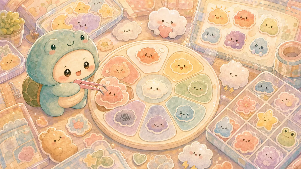 Ilustrasi stiker mood diary dengan suasana diary Mongle Haru