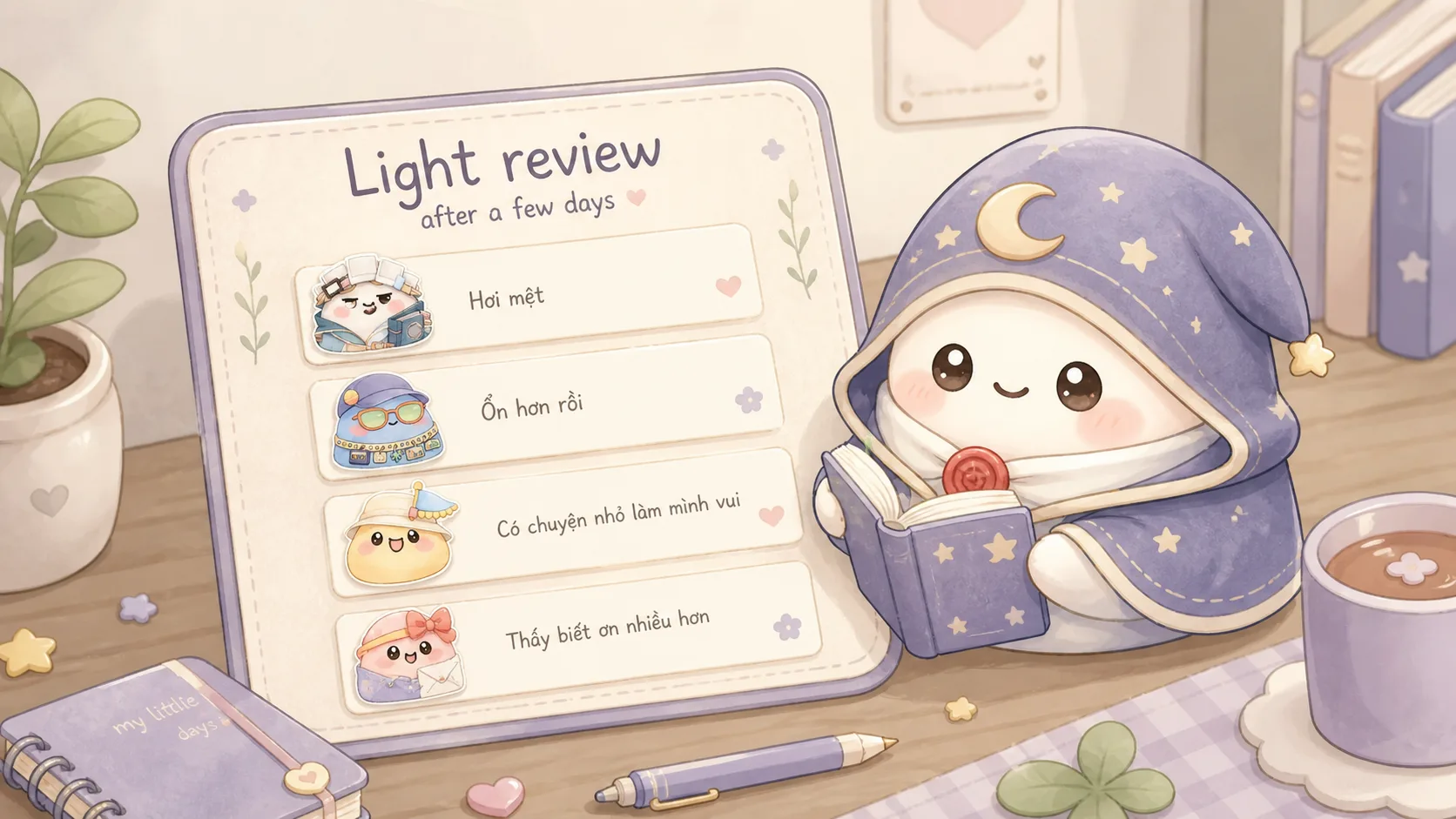 Xem lại mood tracker sau vài ngày ghi cảm xúc ngắn