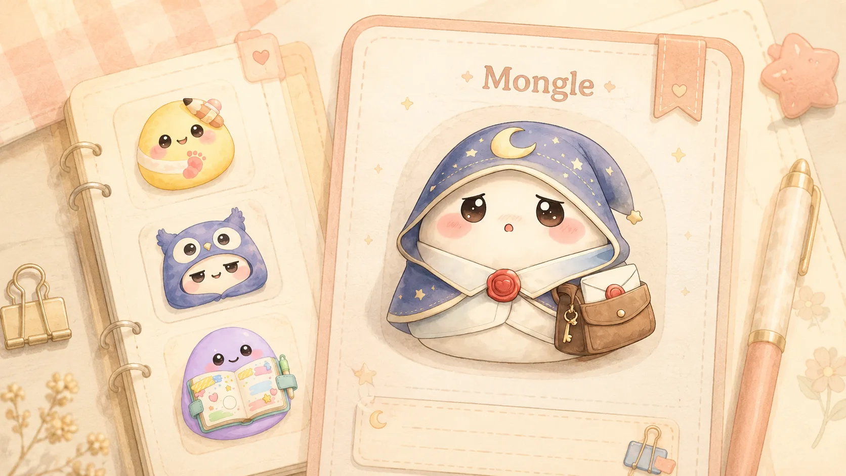 Mongle đồng hành trong app nhật ký cute