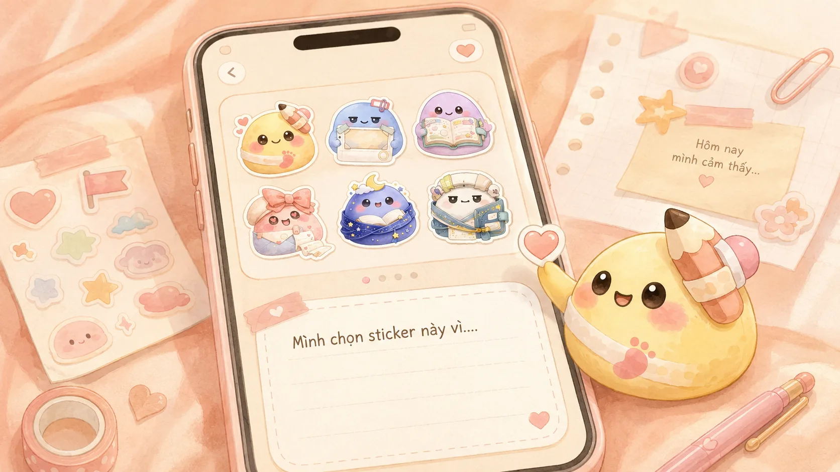 Một trang dakku có lịch, checklist, mood và sticker nhỏ để bắt đầu
