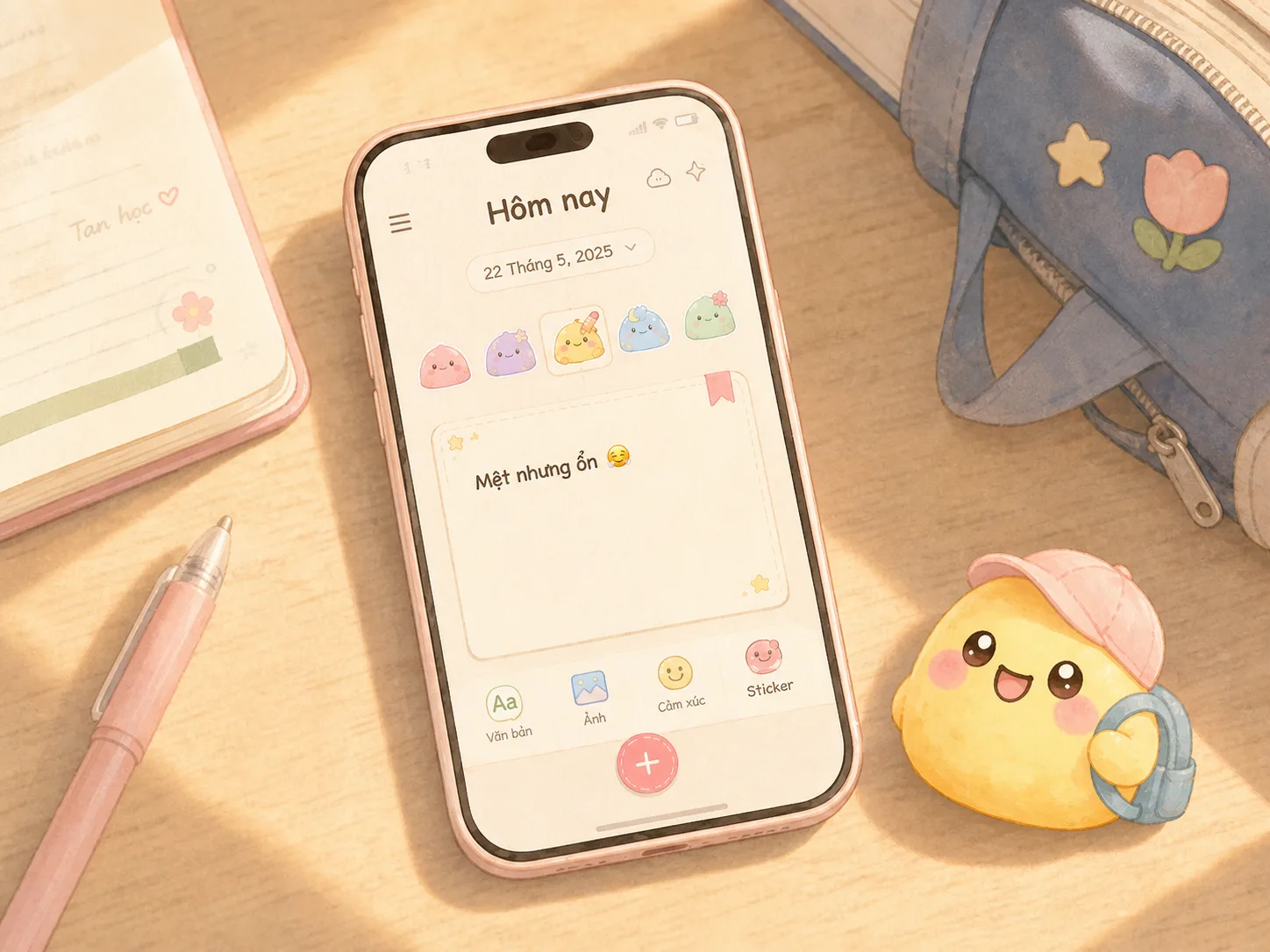 Viết nhật ký ngắn trên điện thoại Android sau giờ học hoặc giờ làm