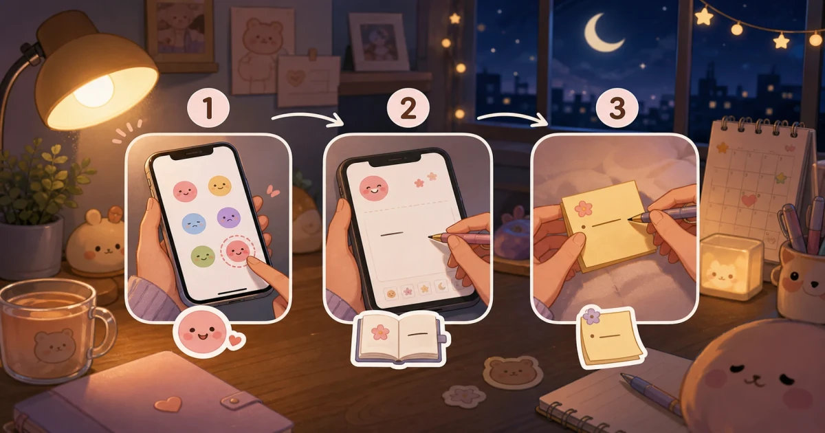 App nhật ký cho buổi tối trên điện thoại trước khi ngủ