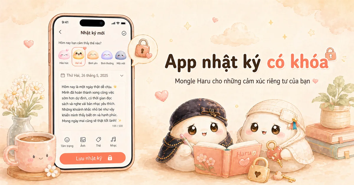 App nhật ký có khóa Mongle Haru cho những cảm xúc riêng tư của bạn