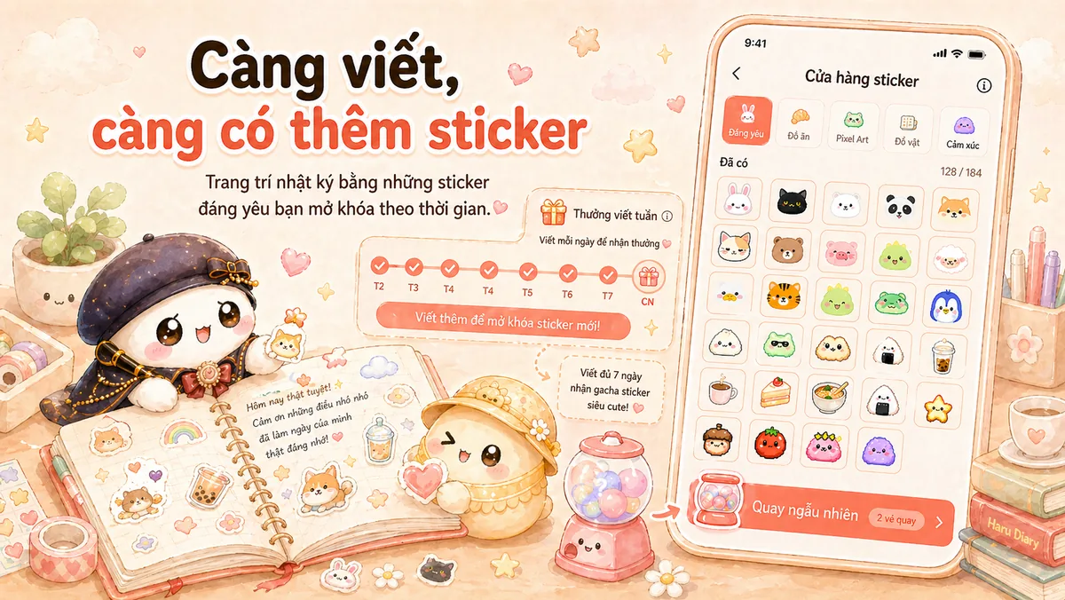 Cửa hàng sticker trong app cute này Mongle Haru