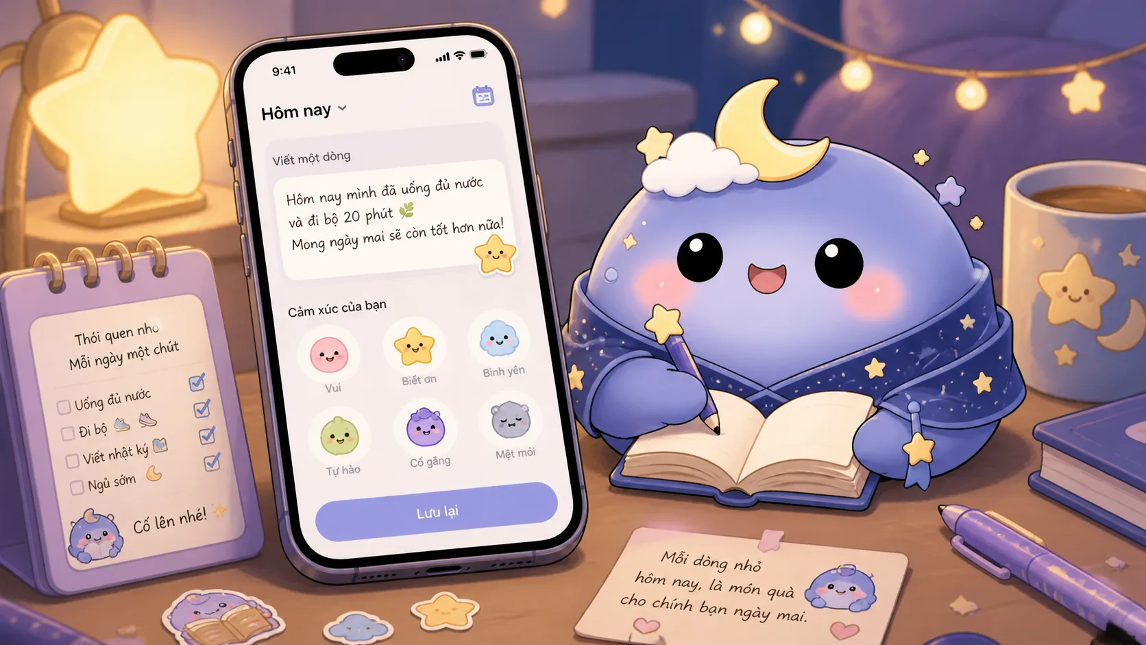 Mongle Haru là kiểu nhật ký riêng tư này với sticker cảm xúc