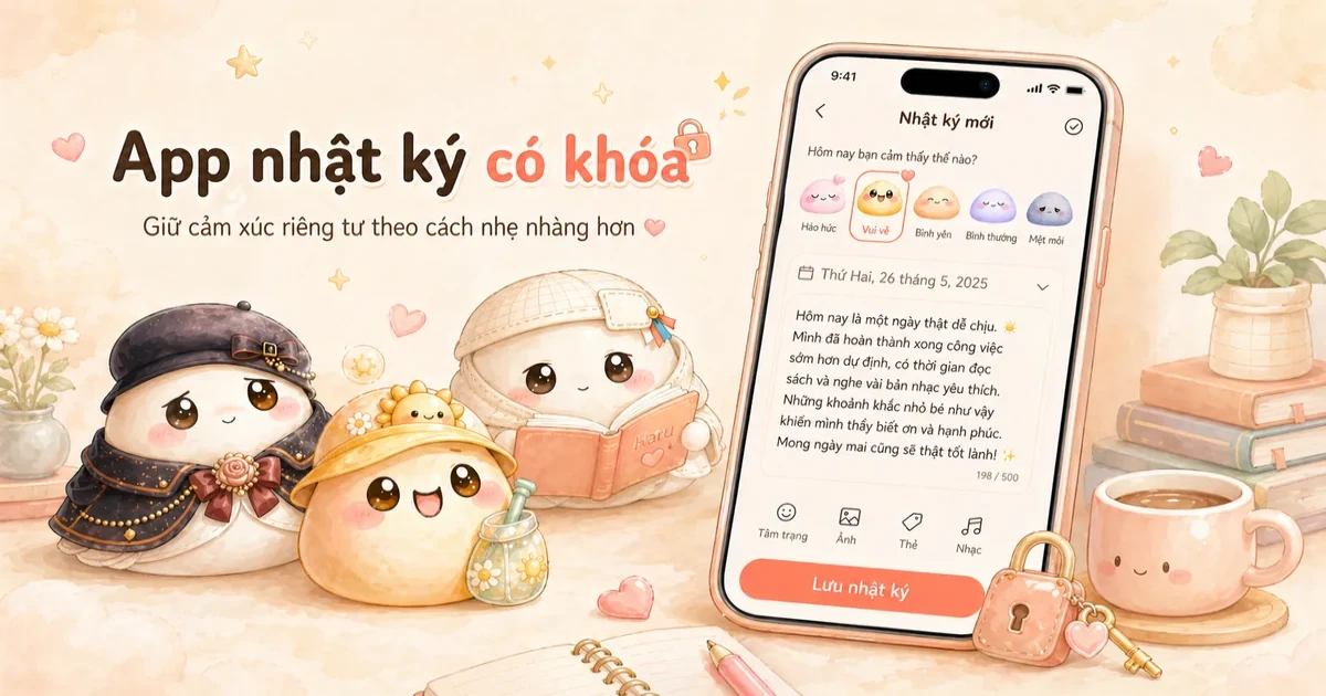 App viết nhật ký miễn phí cho học sinh với sticker cảm xúc và không gian viết riêng hơn