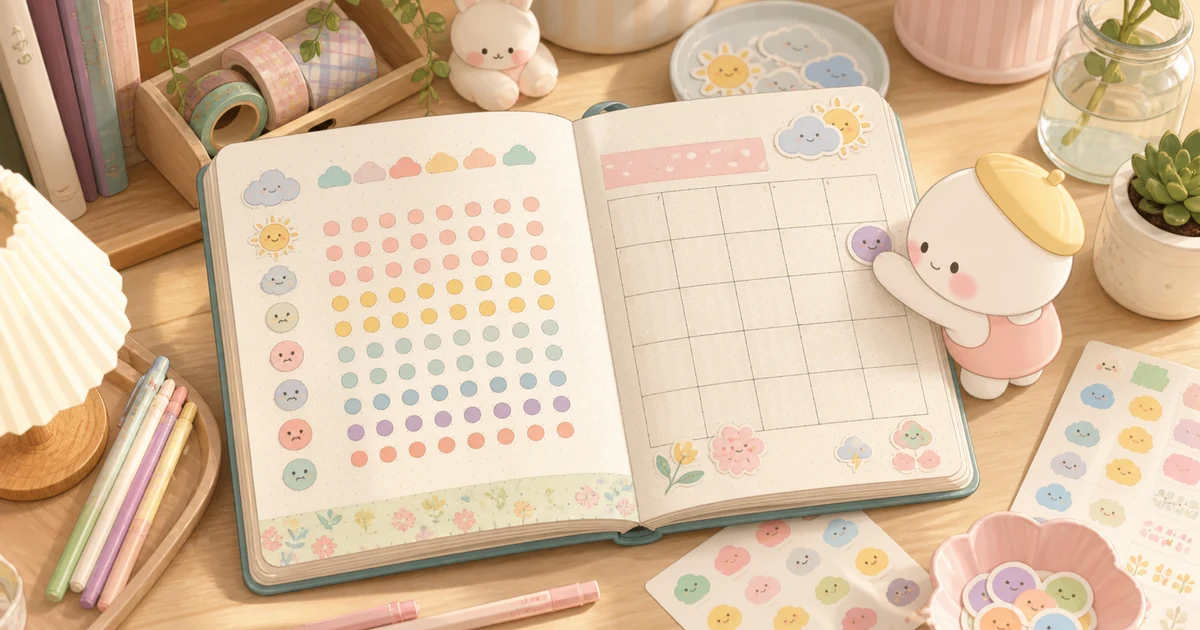 Thumbnail minh họa bullet journal mood tracker của Mongle Haru