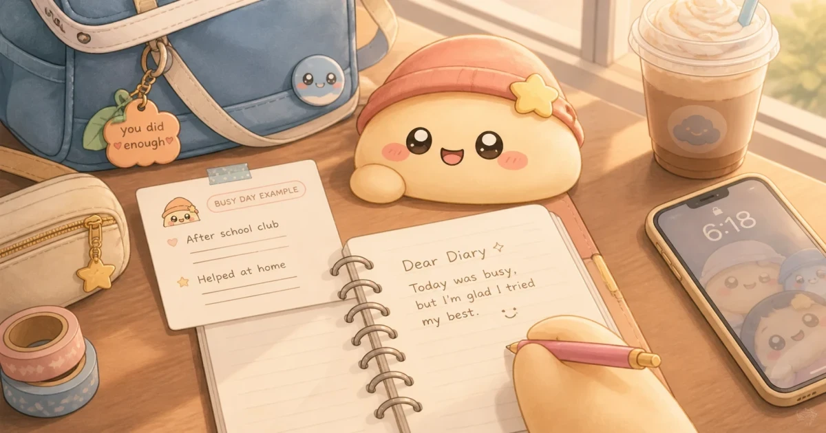 Bullet journal mùa thi với lịch ôn bài mood và một dòng ghi nhanh
