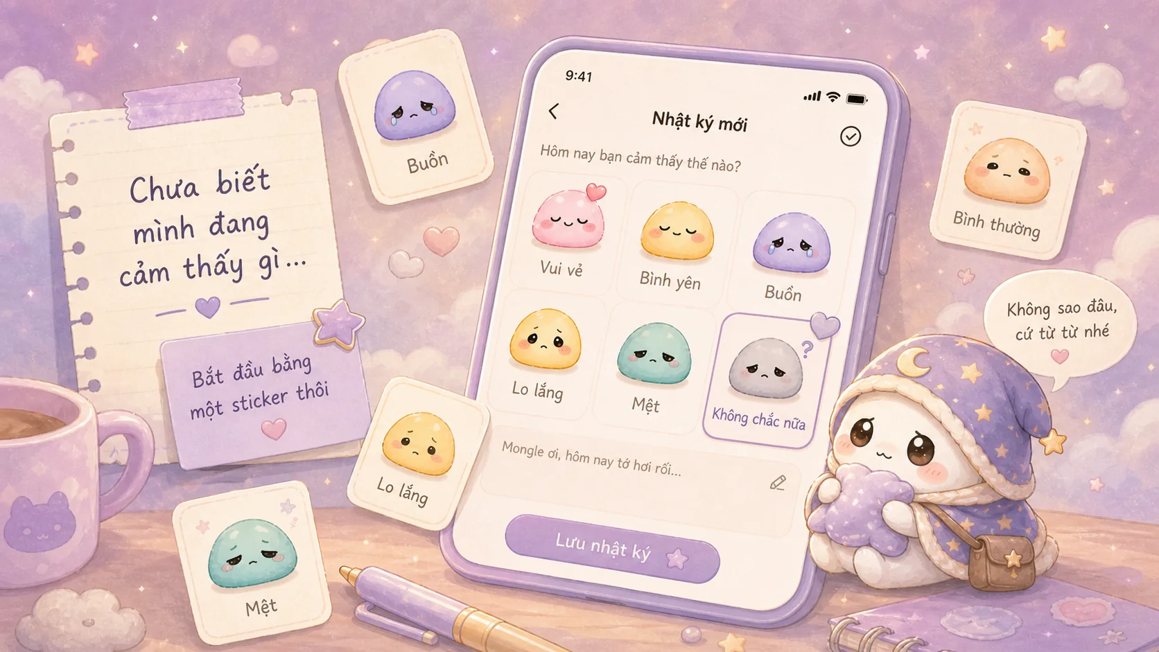 Chọn sticker khi cảm xúc buồn hoặc chưa rõ