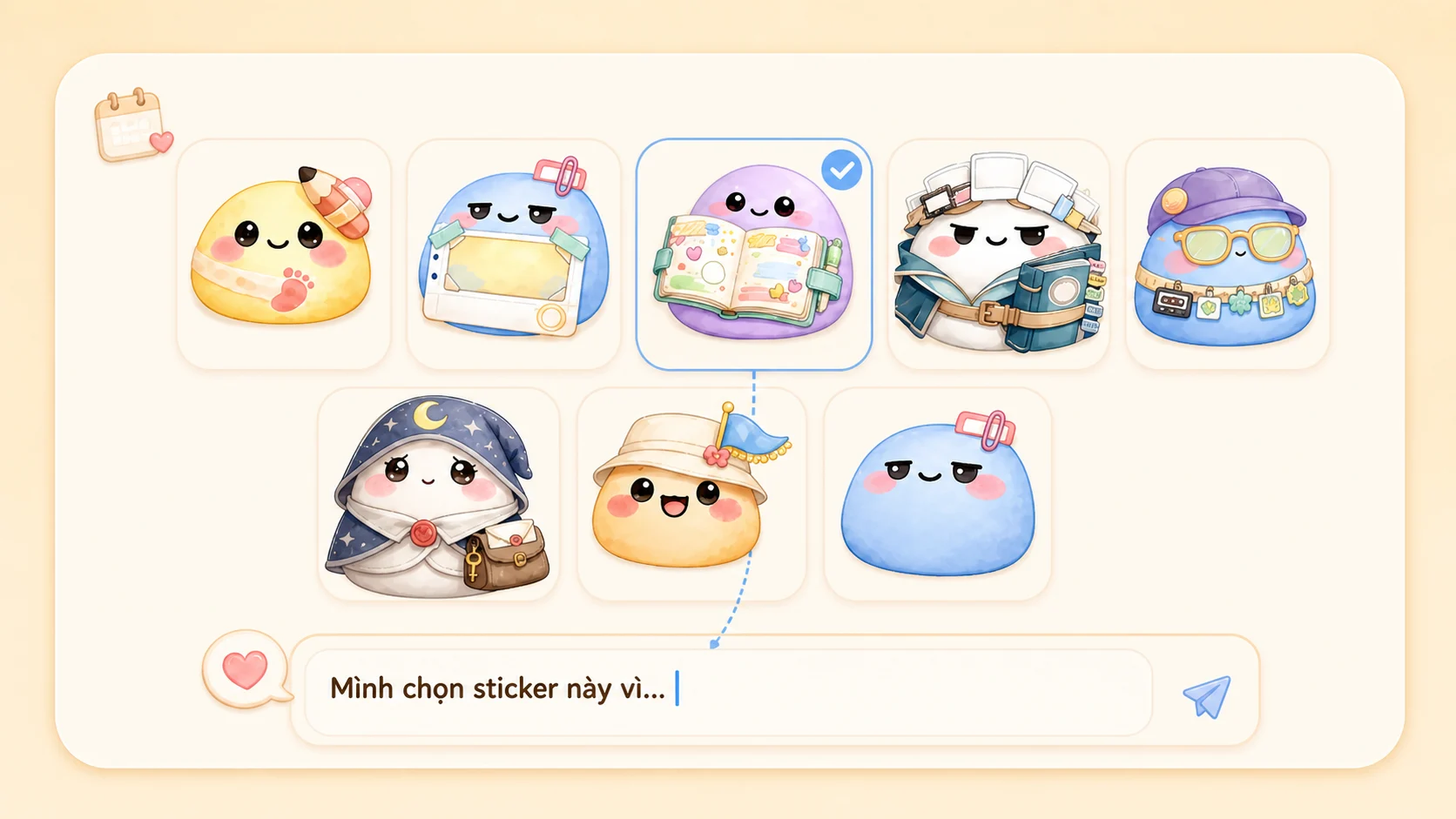 Mongle Haru giúp bắt đầu bằng sticker và một câu hỏi nhỏ