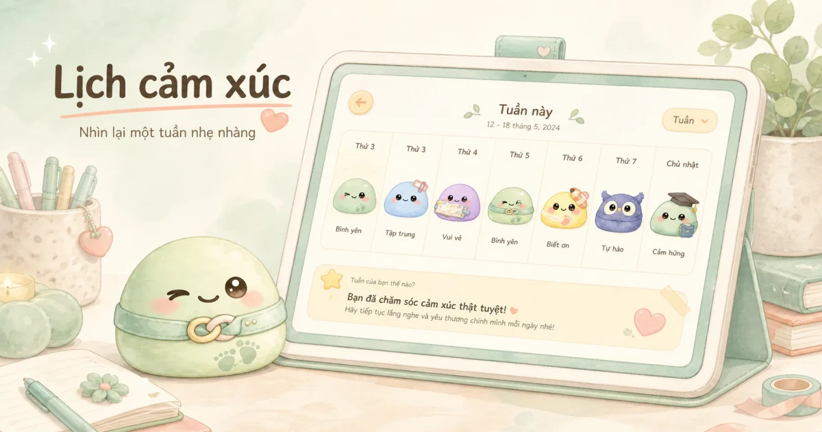 Habit tracker bullet journal gọn cho tuần học với mood và thói quen nhỏ