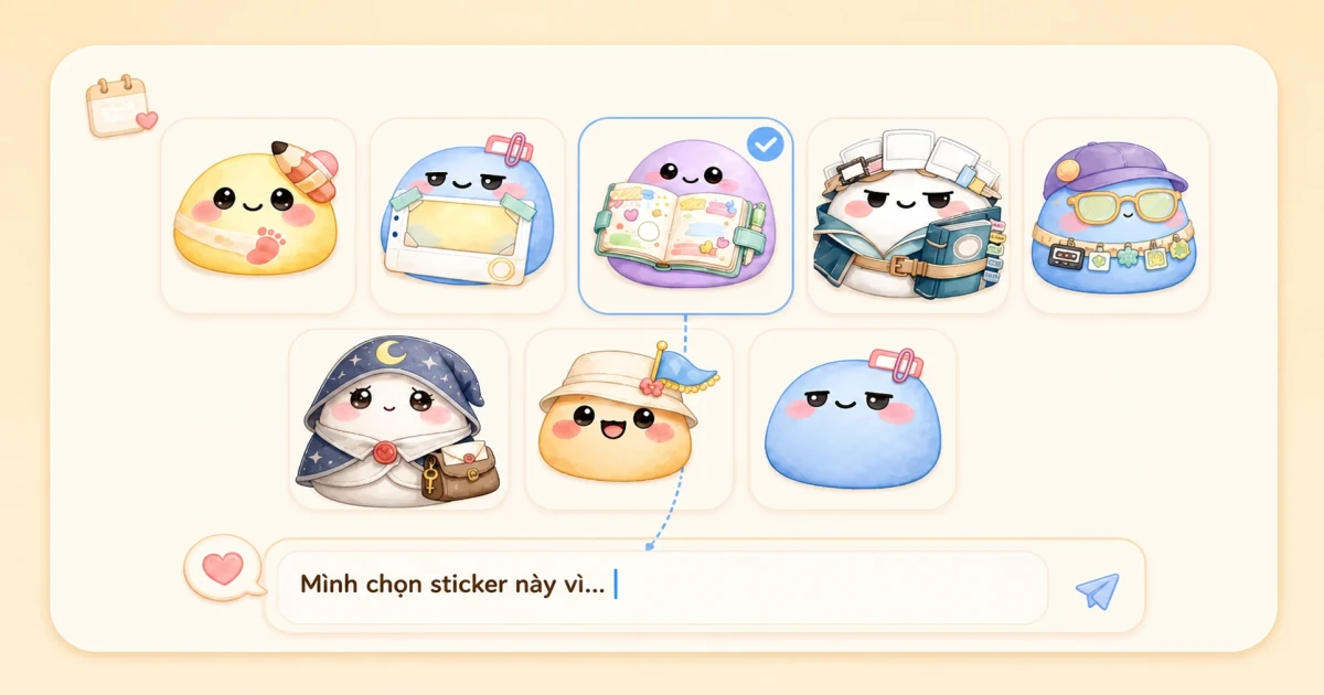 Journal prompt tiếng Việt trong Mongle Haru với sticker và một dòng nhật ký