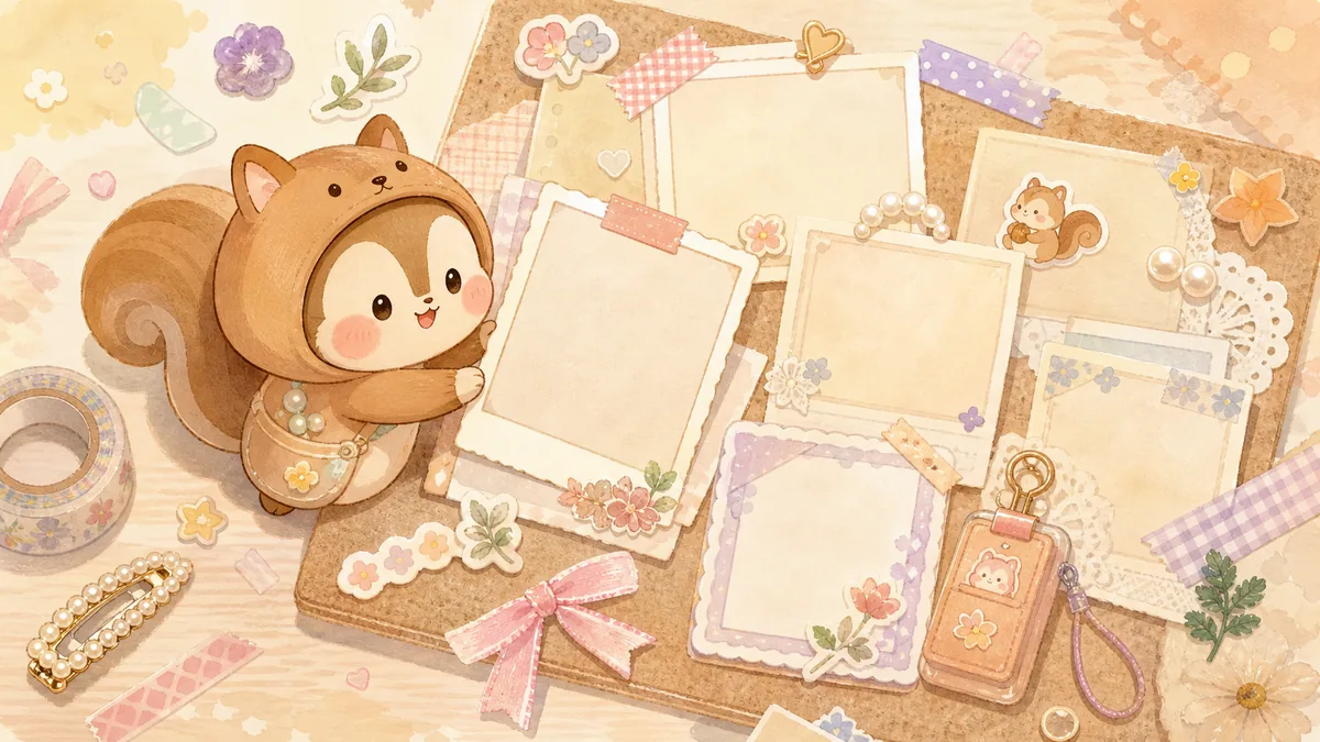 Minh họa layout dakku cute trong phong cách curation Mongle Haru