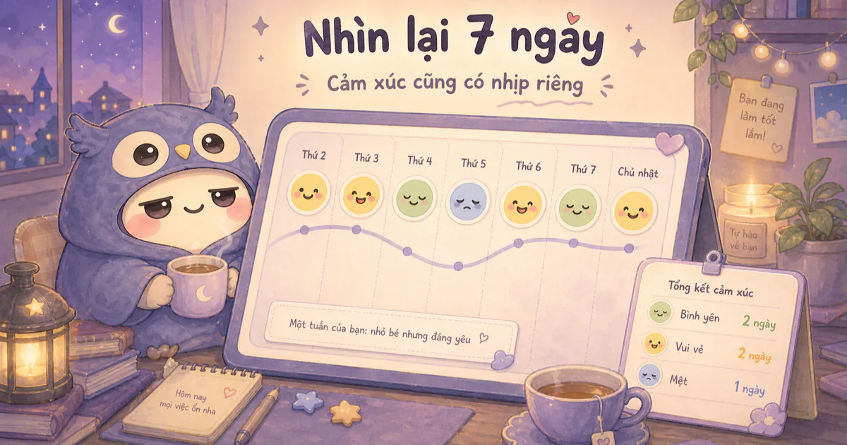 Lịch cảm xúc trong app nhật ký Mongle Haru giúp nhìn lại từng ngày bằng sticker