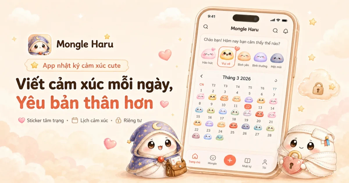 Mongle Haru cho người muốn kiểm tra miễn phí rồi thử viết bằng sticker và một dòng