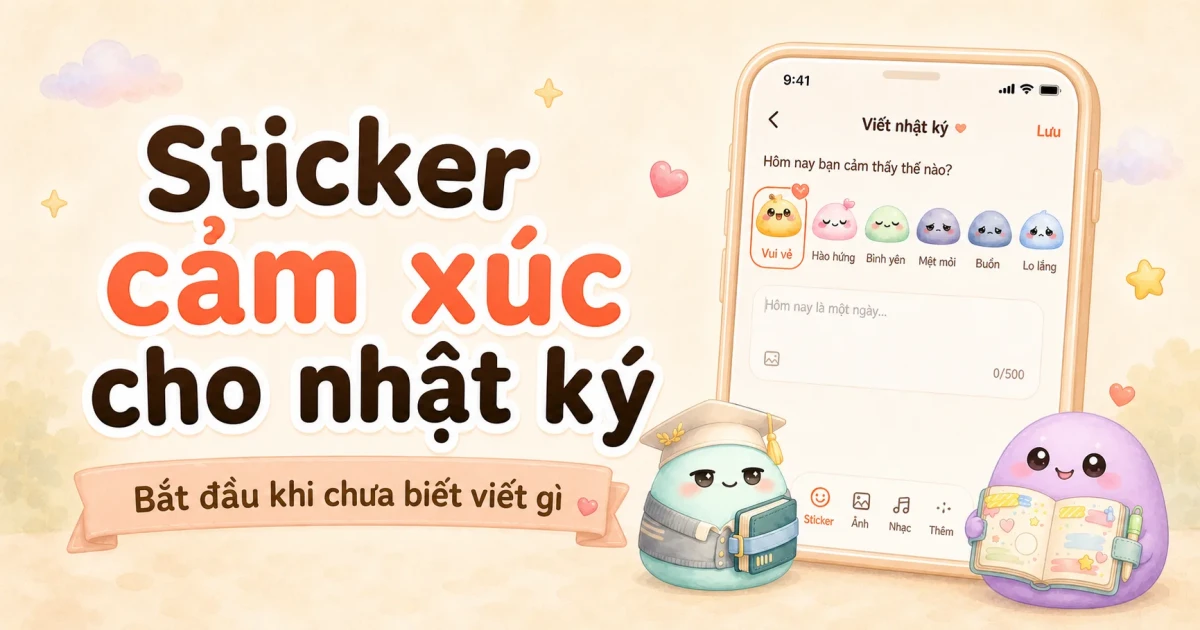 Mongle Haru có sticker để bắt đầu một mục viết ngắn bằng mood và một dòng