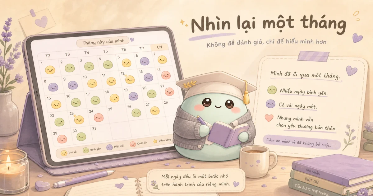 Mood tracker bullet journal cho học sinh với ô màu và sticker nhỏ
