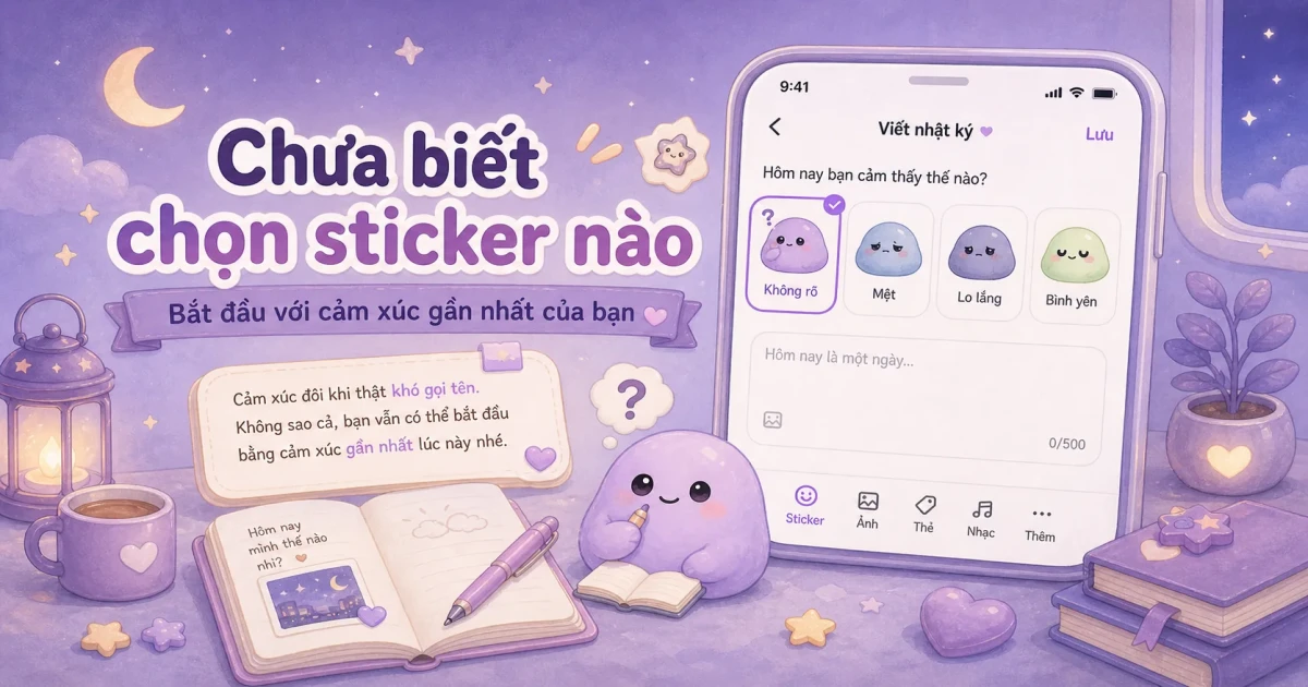 Nhật ký cute Hàn Quốc với sticker nhỏ và bố cục sổ tay dễ thương