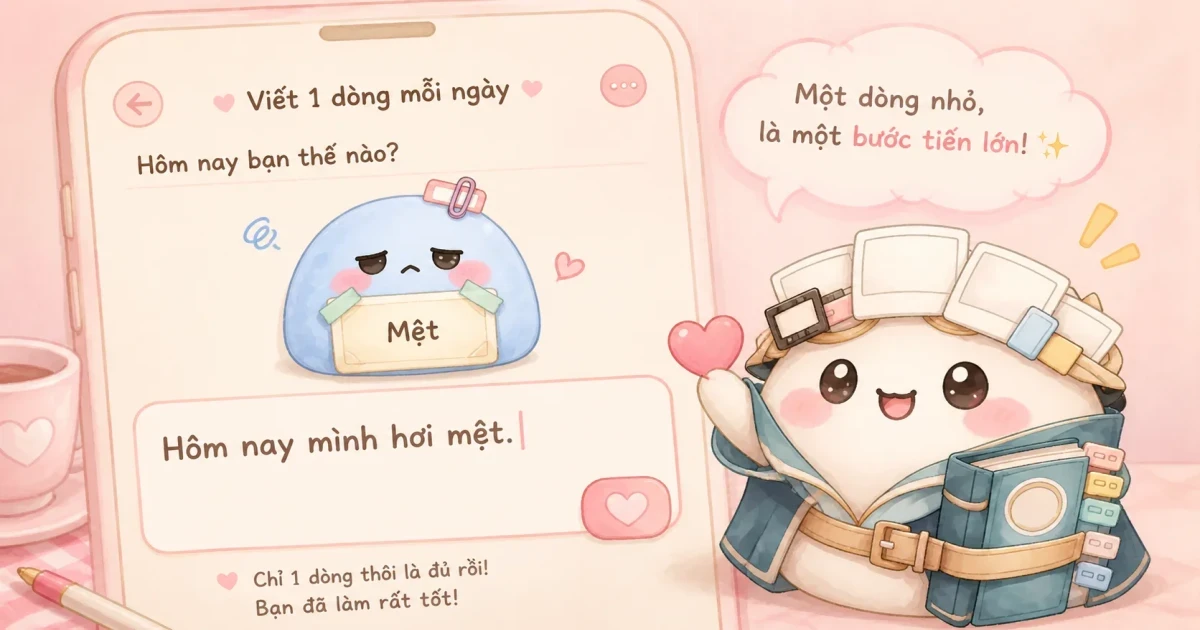 Nhật ký mindfulness 5 phút để tự lắng nghe cảm giác hiện tại và điều mình cần