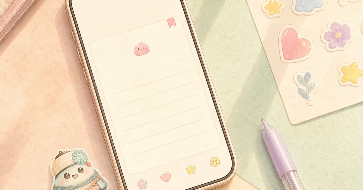 Sổ aesthetic với sticker, màu nhẹ và bố cục trang còn dễ ghi