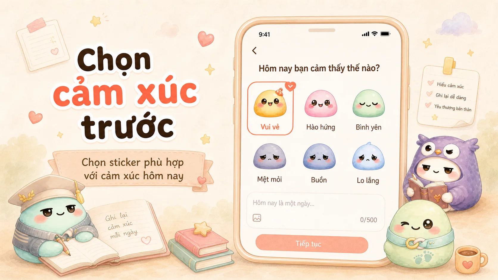 Chọn sticker nhỏ để trang sổ aesthetic không bị rối