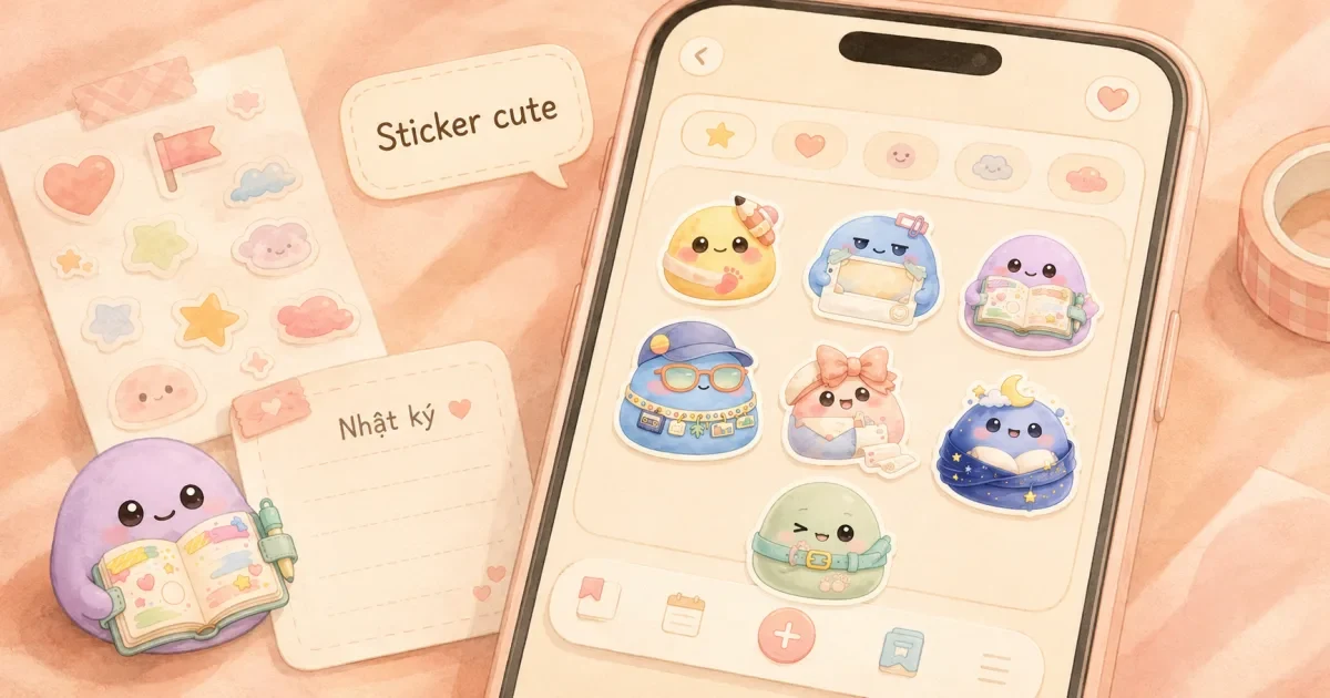 Trang trí sổ học sinh bằng sticker nhỏ và bố cục gọn