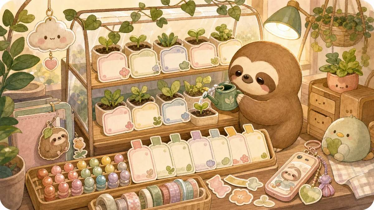 Minh họa trang trí sổ tay habit tracker cute trong phong cách curation Mongle Haru