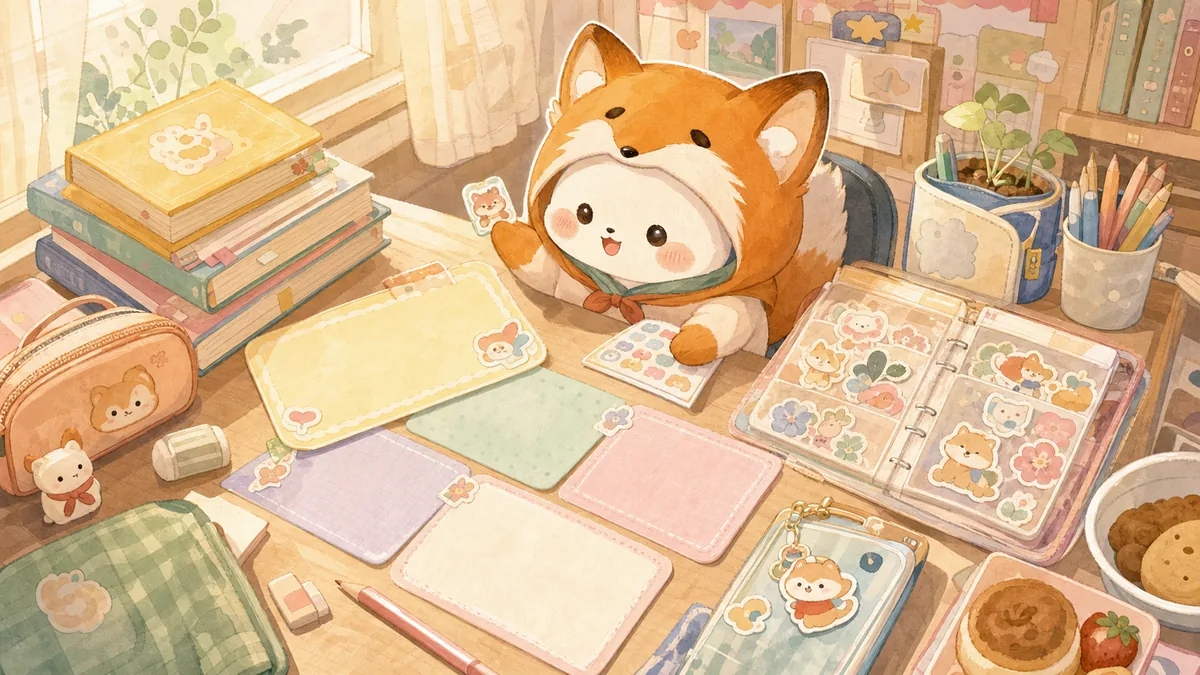 Minh họa trang trí sổ tay học sinh cute trong phong cách curation Mongle Haru