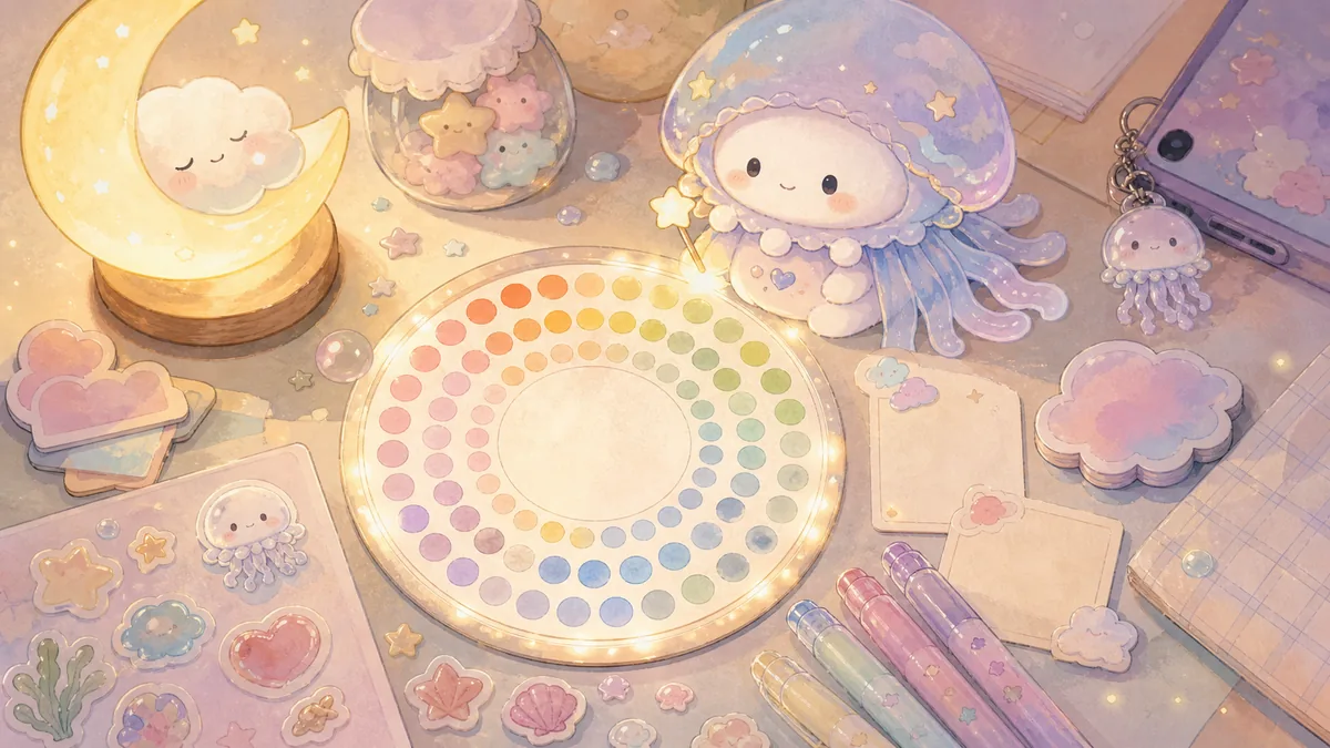 Minh họa trang trí sổ tay mood tracker cute trong phong cách curation Mongle Haru