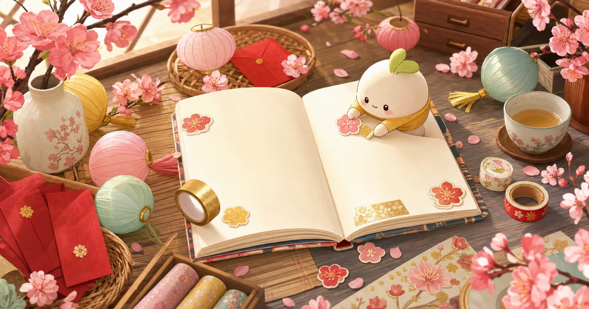 Thumbnail minh họa trang trí sổ tay Tết của Mongle Haru