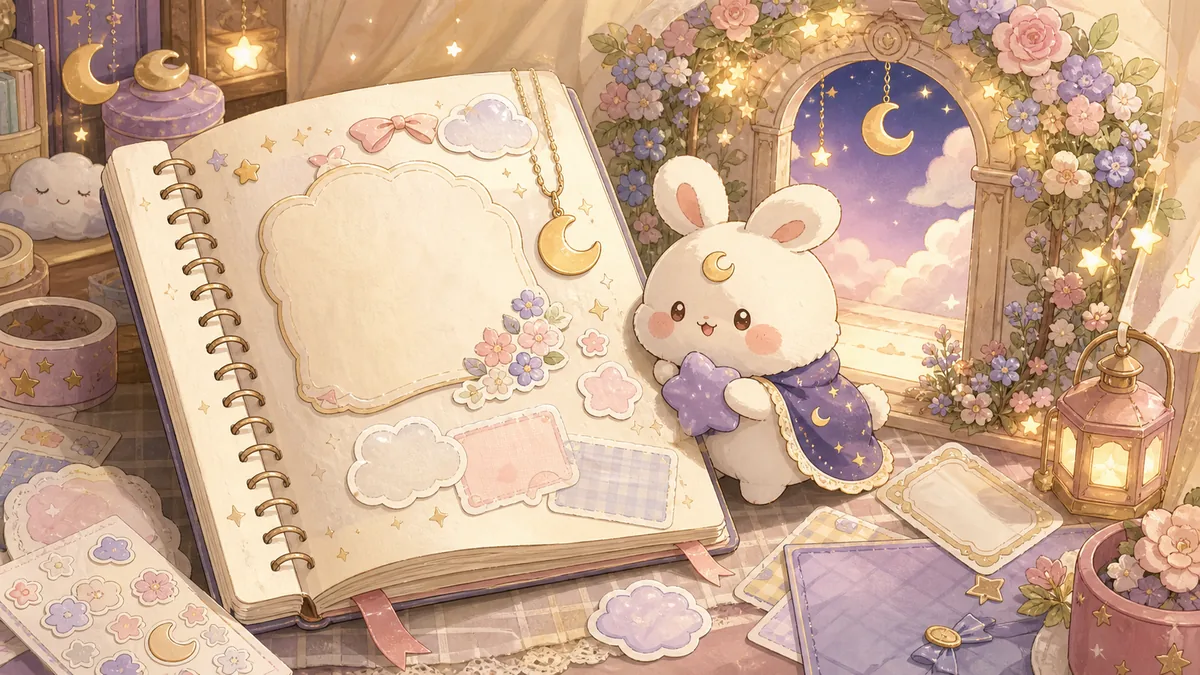 Minh họa trang trí trang đầu sổ cute trong phong cách curation Mongle Haru