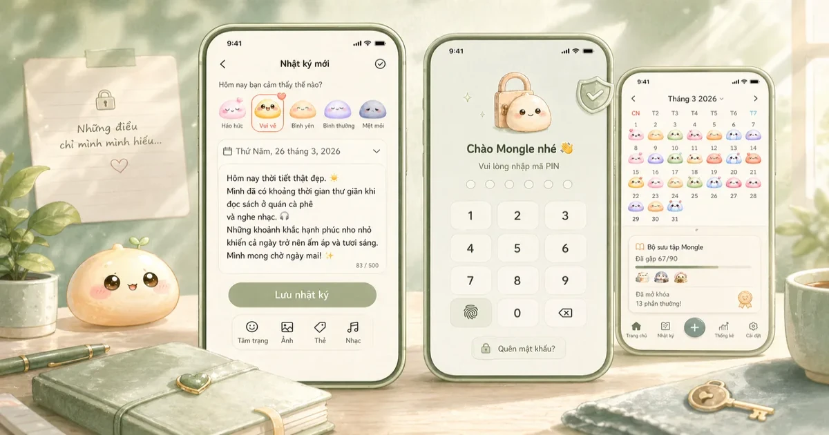 Viết nhật ký chăm sóc bản thân trong không gian riêng với sticker cảm xúc