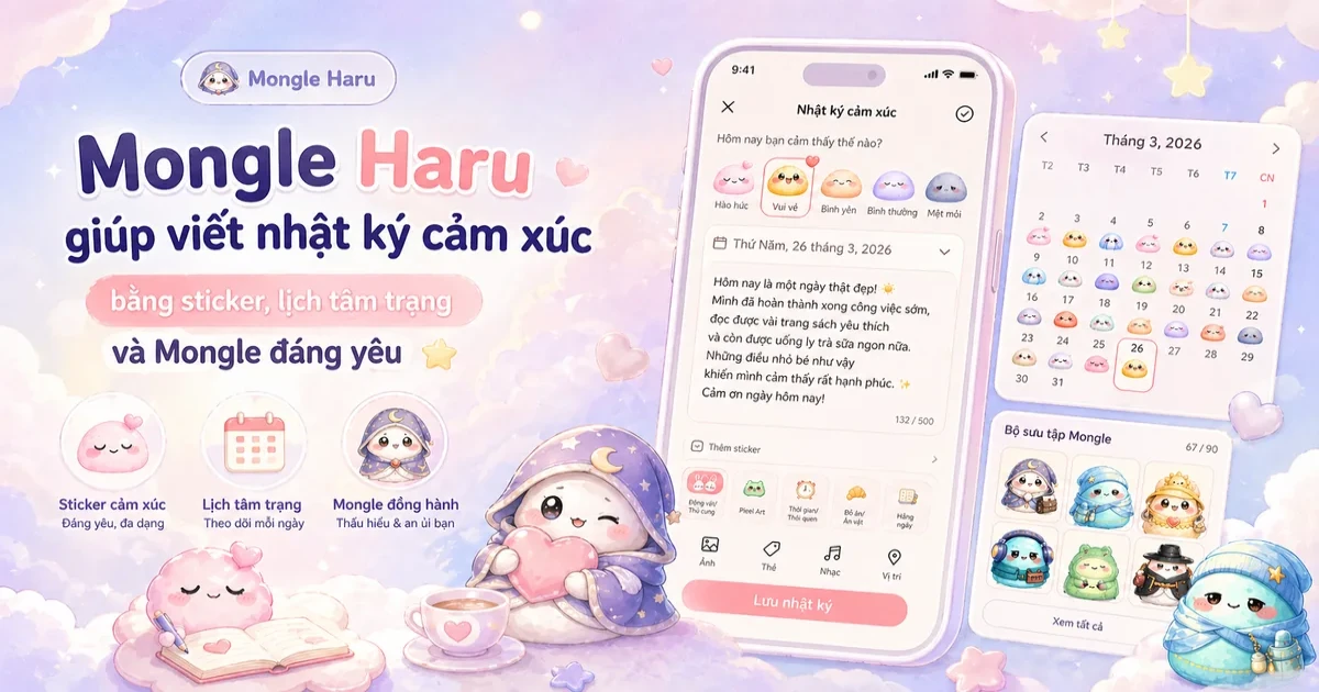 Một trang nhật ký cảm xúc nhẹ nhàng để viết và tự lắng nghe mình