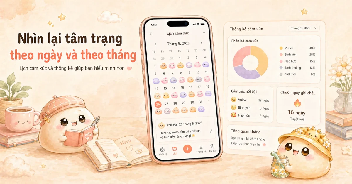 Viết nhật ký giảm lo âu bằng mood sticker và nhìn lại nhẹ nhàng sau vài ngày