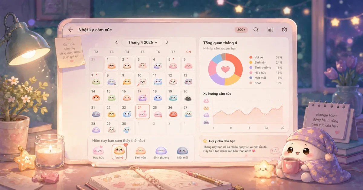 Viết nhật ký giảm stress bằng sticker mood và một dòng tự phản chiếu nhẹ