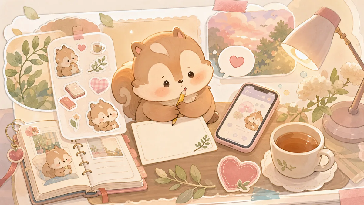 Minh họa viết nhật ký khi muốn xin lỗi theo phong cách curation banner Mongle Haru