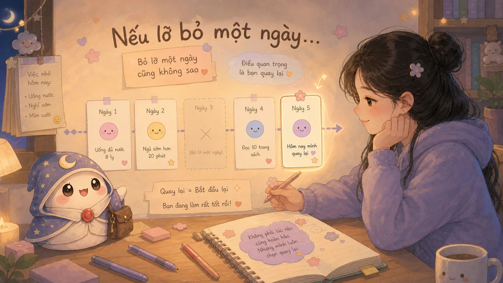 Nếu lỡ bỏ một ngày thì quay lại thế nào